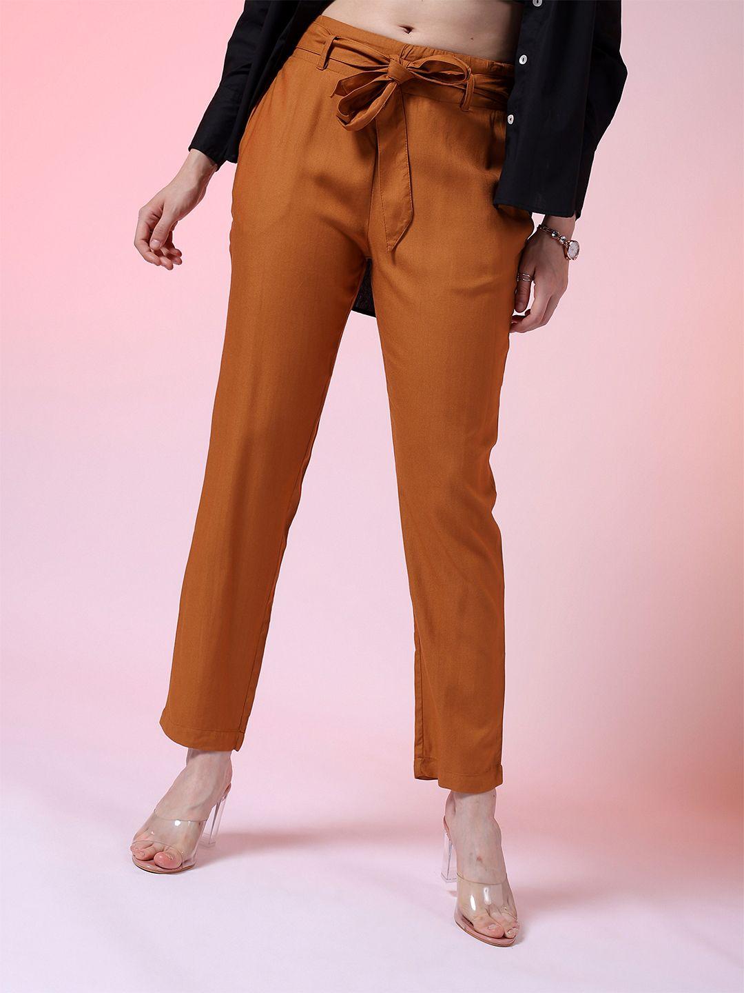 freehand by the indian garage co women tapered fit high-rise peg trousers