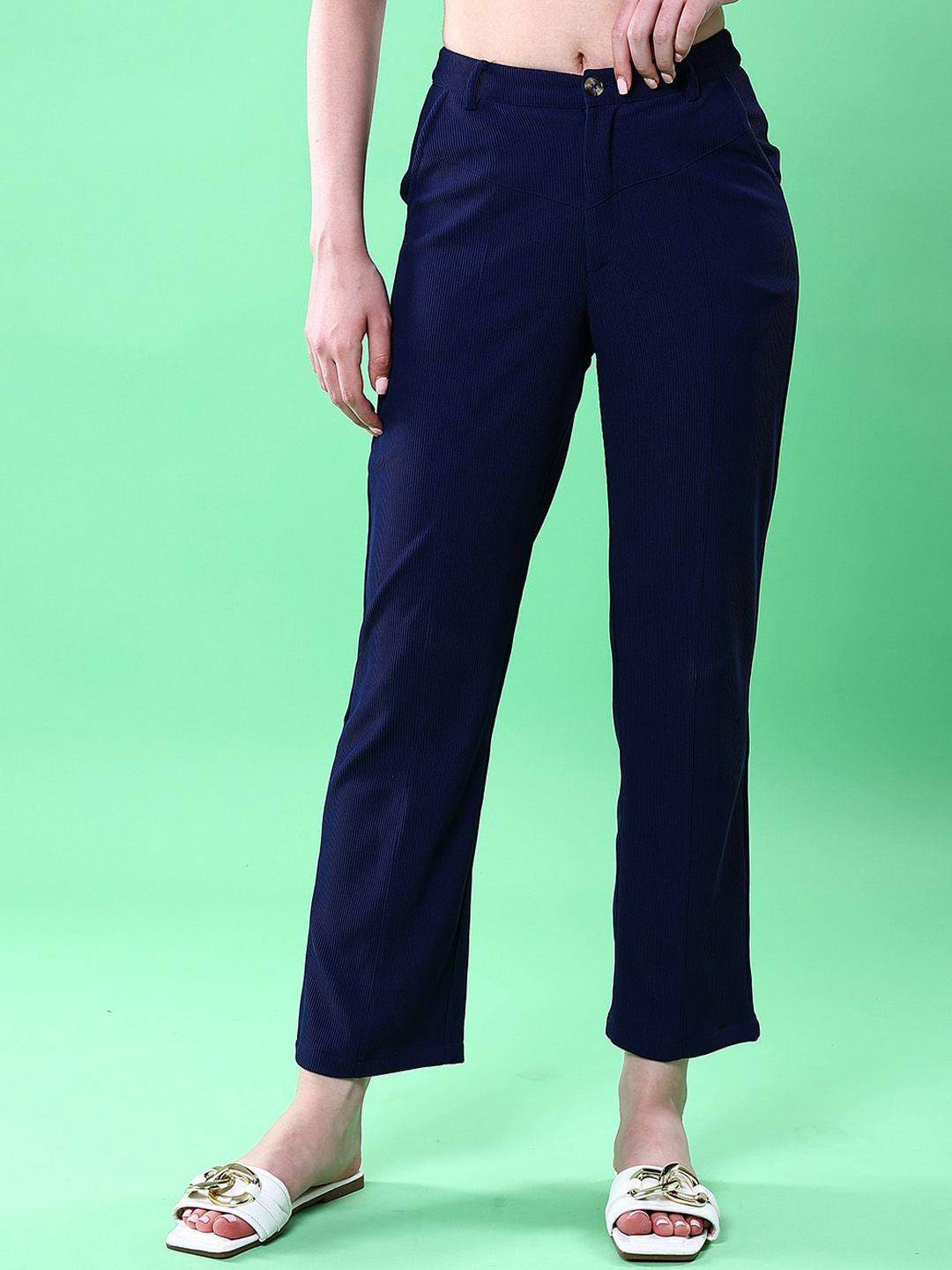 freehand women blue tapered fit trousers