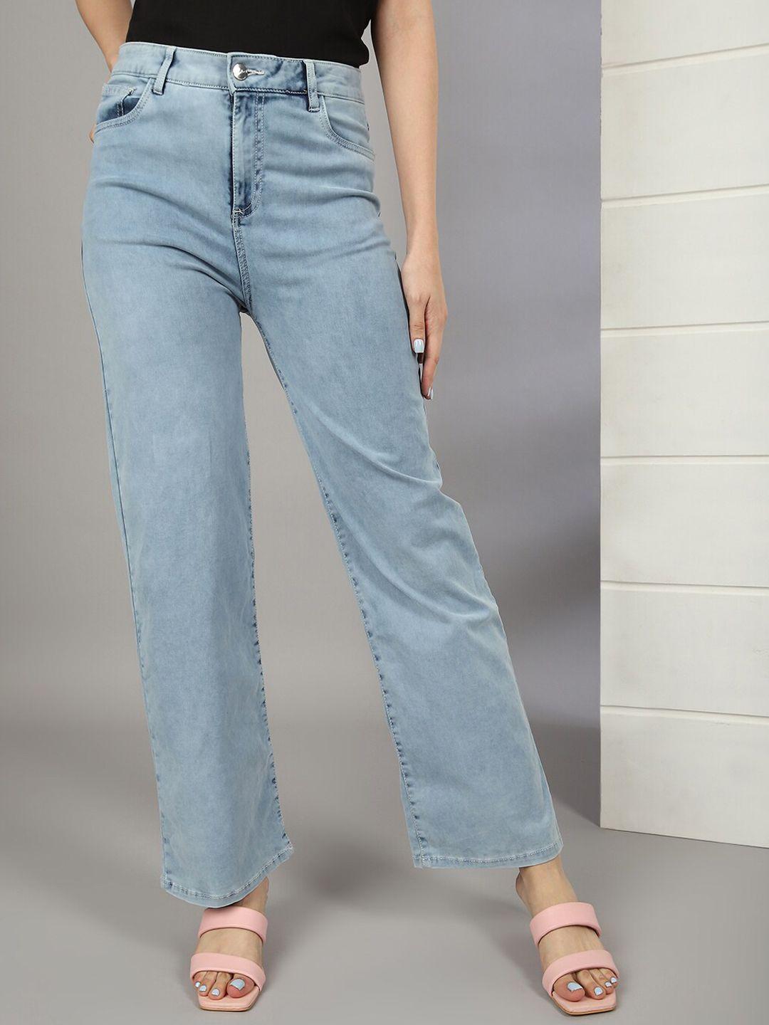 freehand women relaxed fit high-rise heavy fade cotton jeans