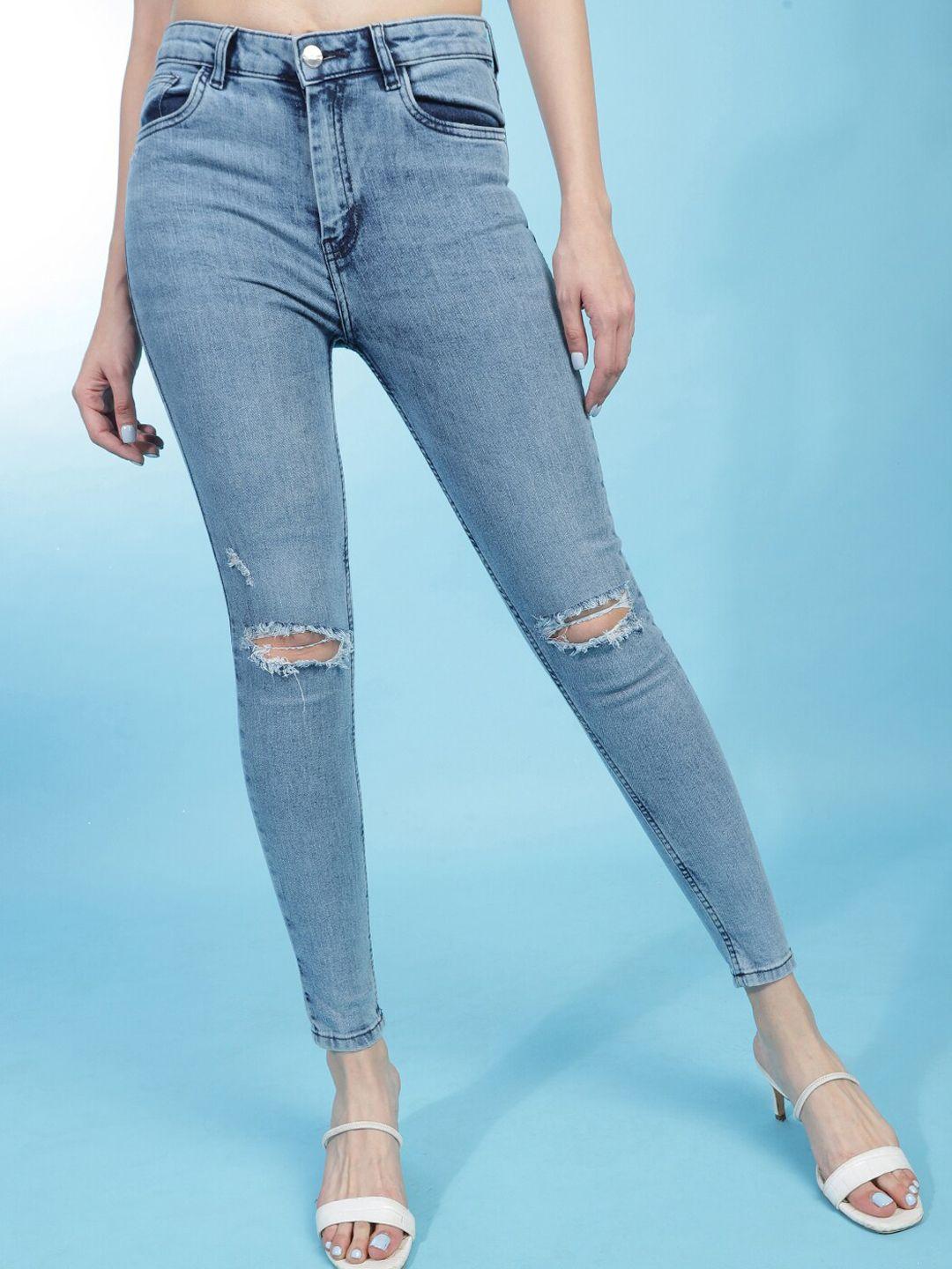 freehand women slim fit high-rise slash knee stretchable jeans