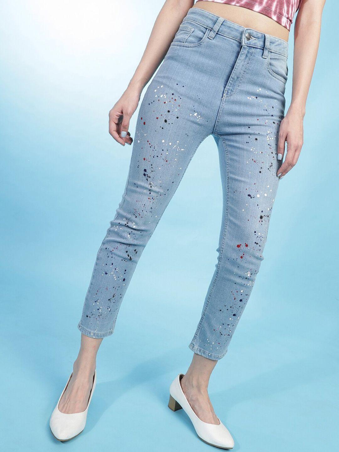 freehand women straight fit high-rise mildly distressed cotton jeans