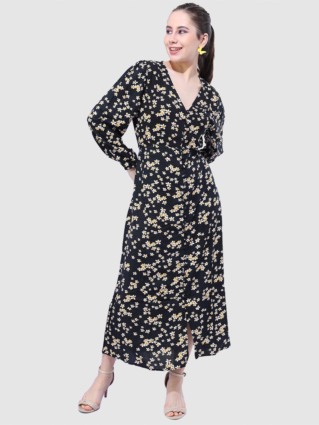 freehand by the indian garage co floral printed v-neck midi dress