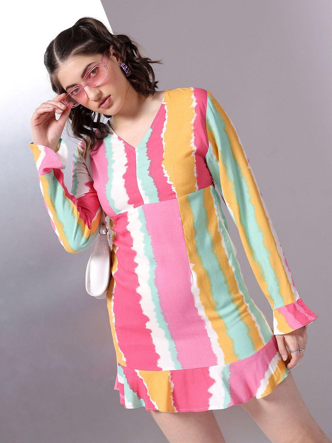 freehand by the indian garage co multicoloured striped a-line midi dress
