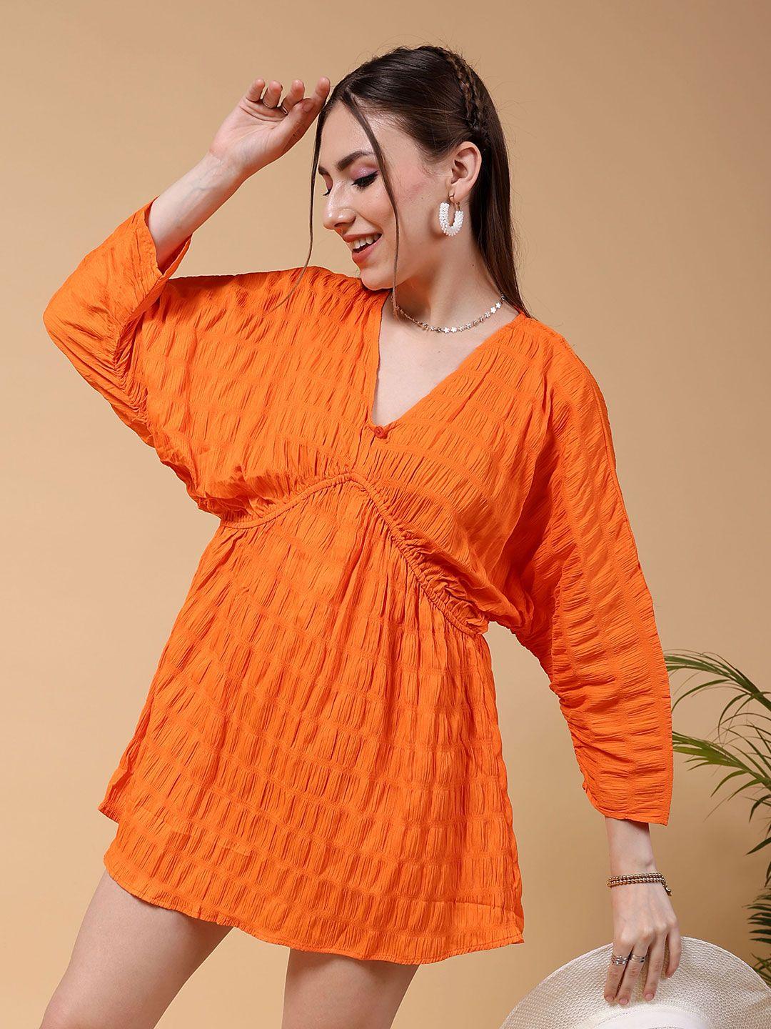 freehand by the indian garage co orange fit  flare midi dress