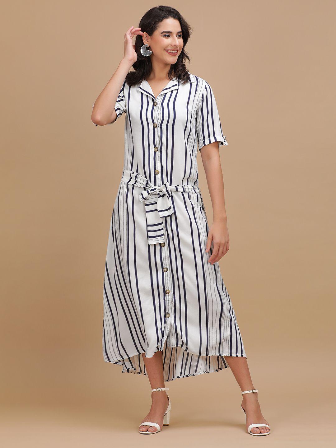 freehand by the indian garage co spread collar striped maxi shirt dress with belt