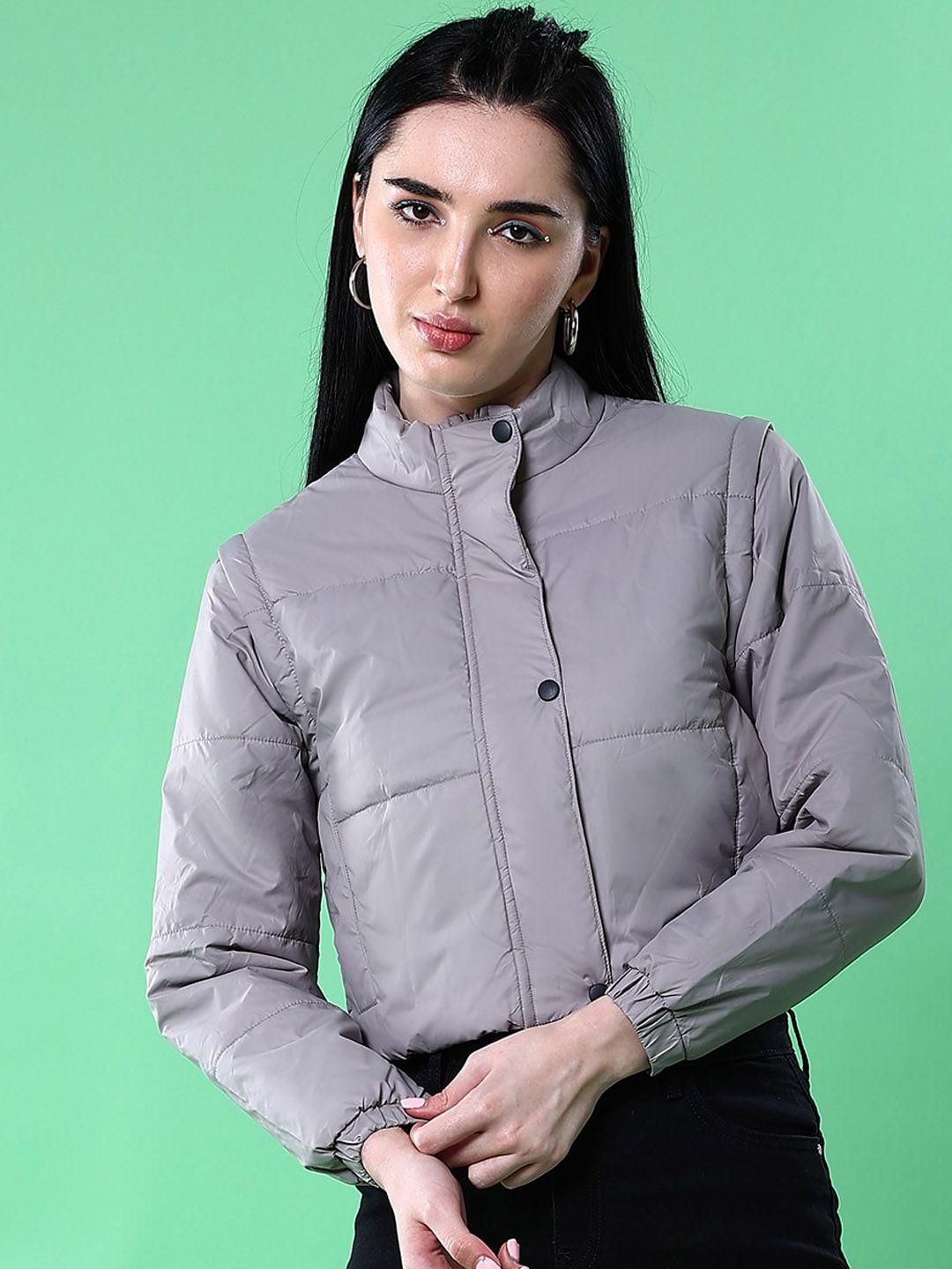 freehand by the indian garage co stand collar lightweight crop puffer jacket