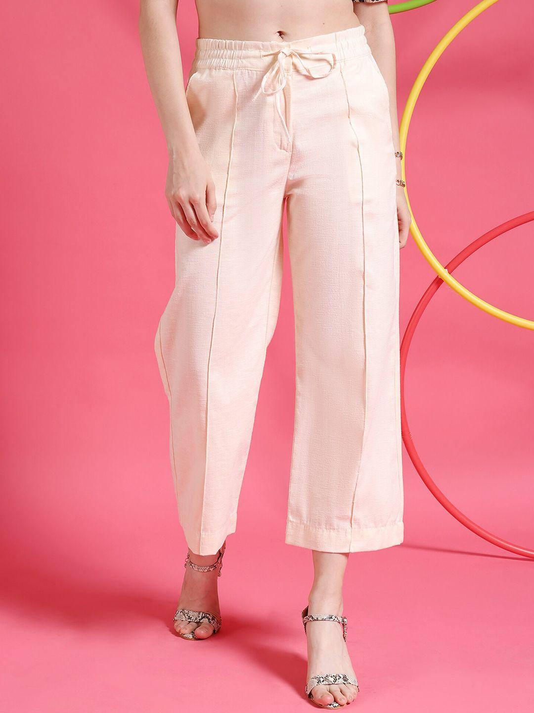 freehand by the indian garage co women cream-coloured trousers
