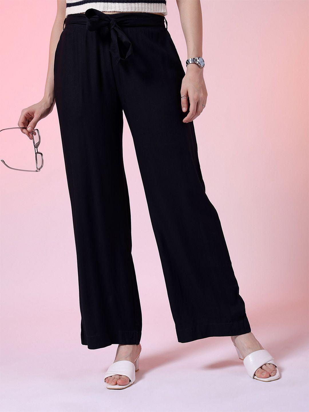 freehand by the indian garage co women flared mid rise parallel trousers