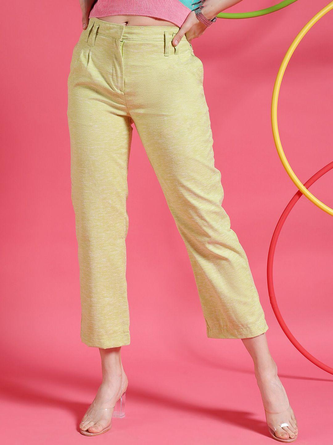freehand by the indian garage co women green zip trousers