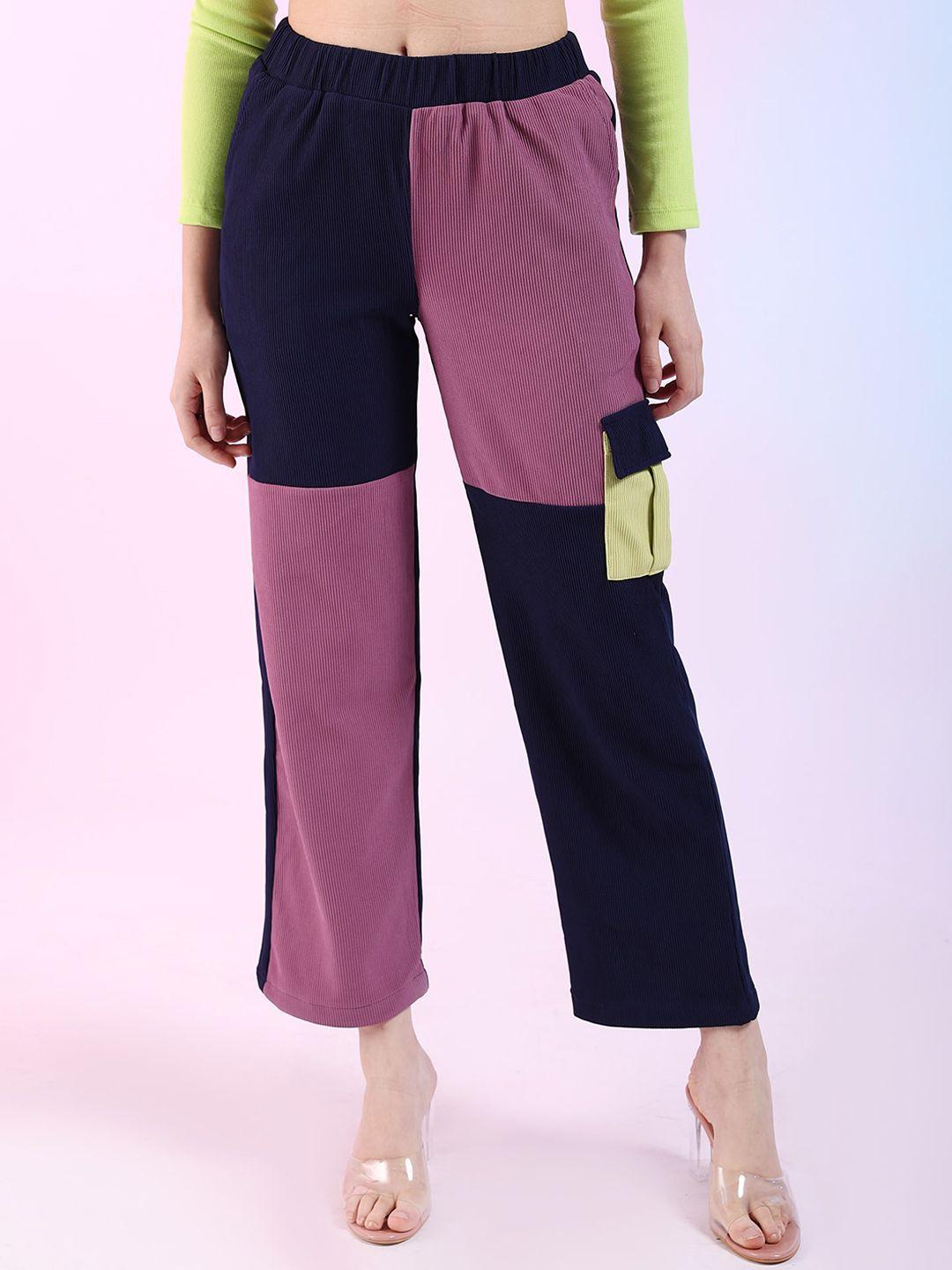 freehand by the indian garage co women multicoloured colourblocked trousers