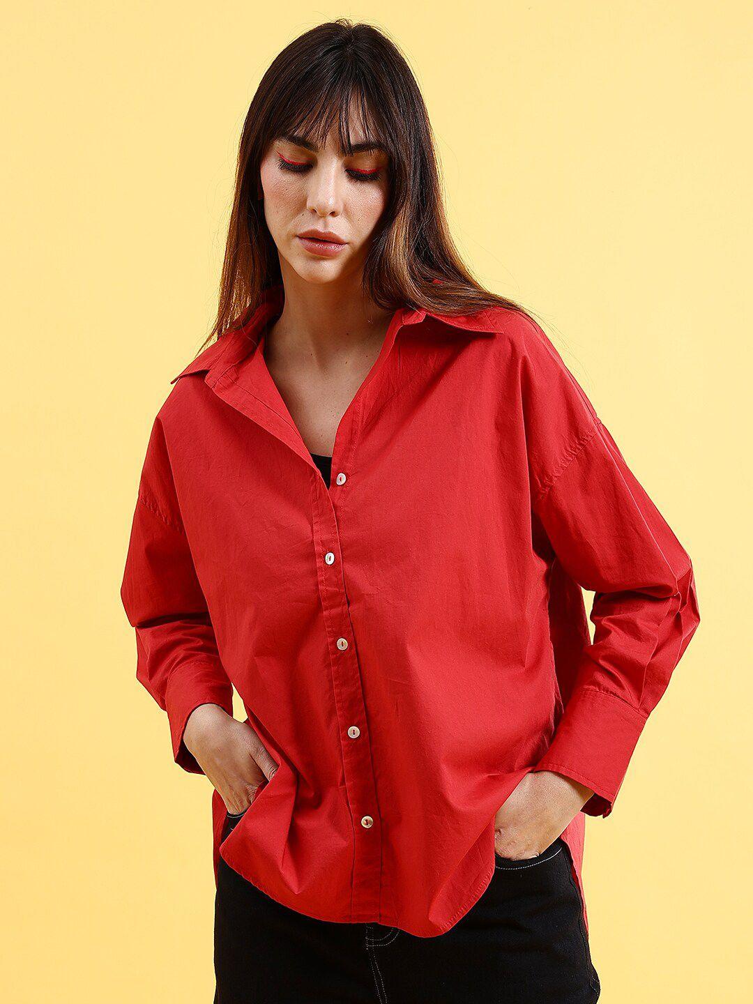 freehand by the indian garage co women red casual shirt
