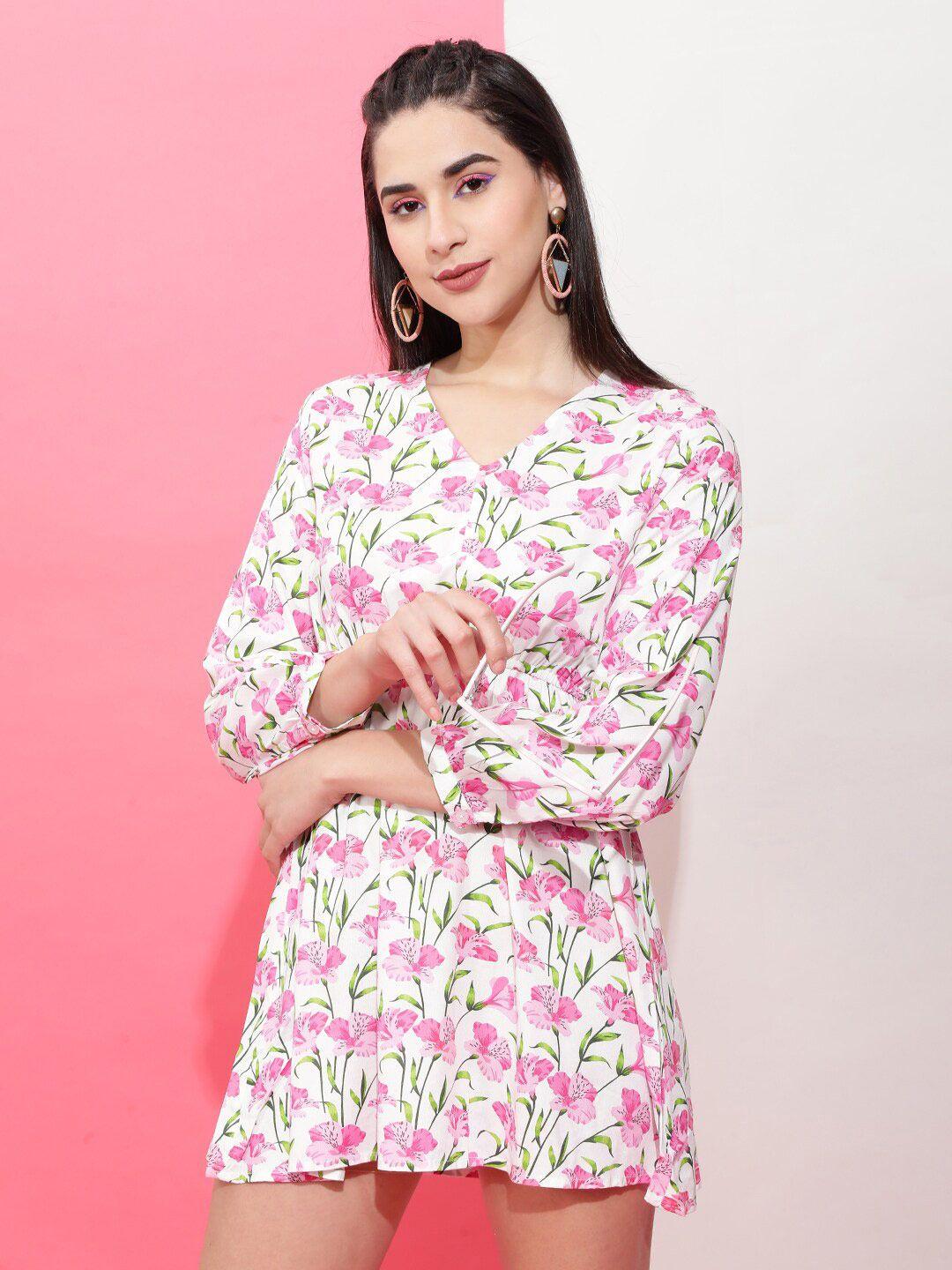 freehand floral printed  fit  flare mini dress