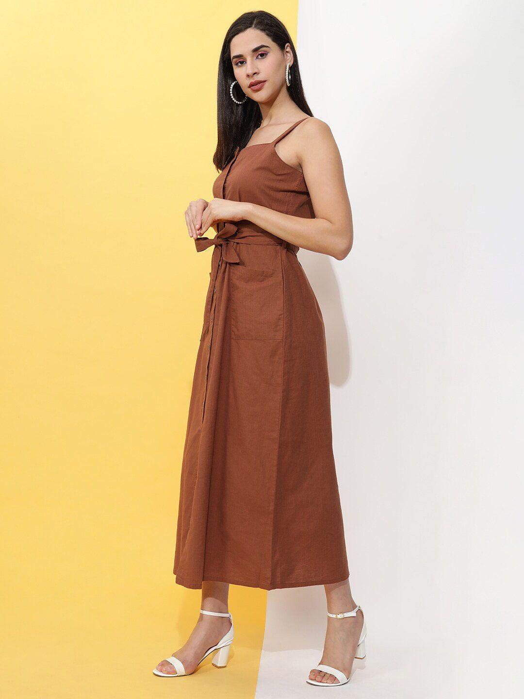 freehand shoulder straps a-line cotton maxi dress