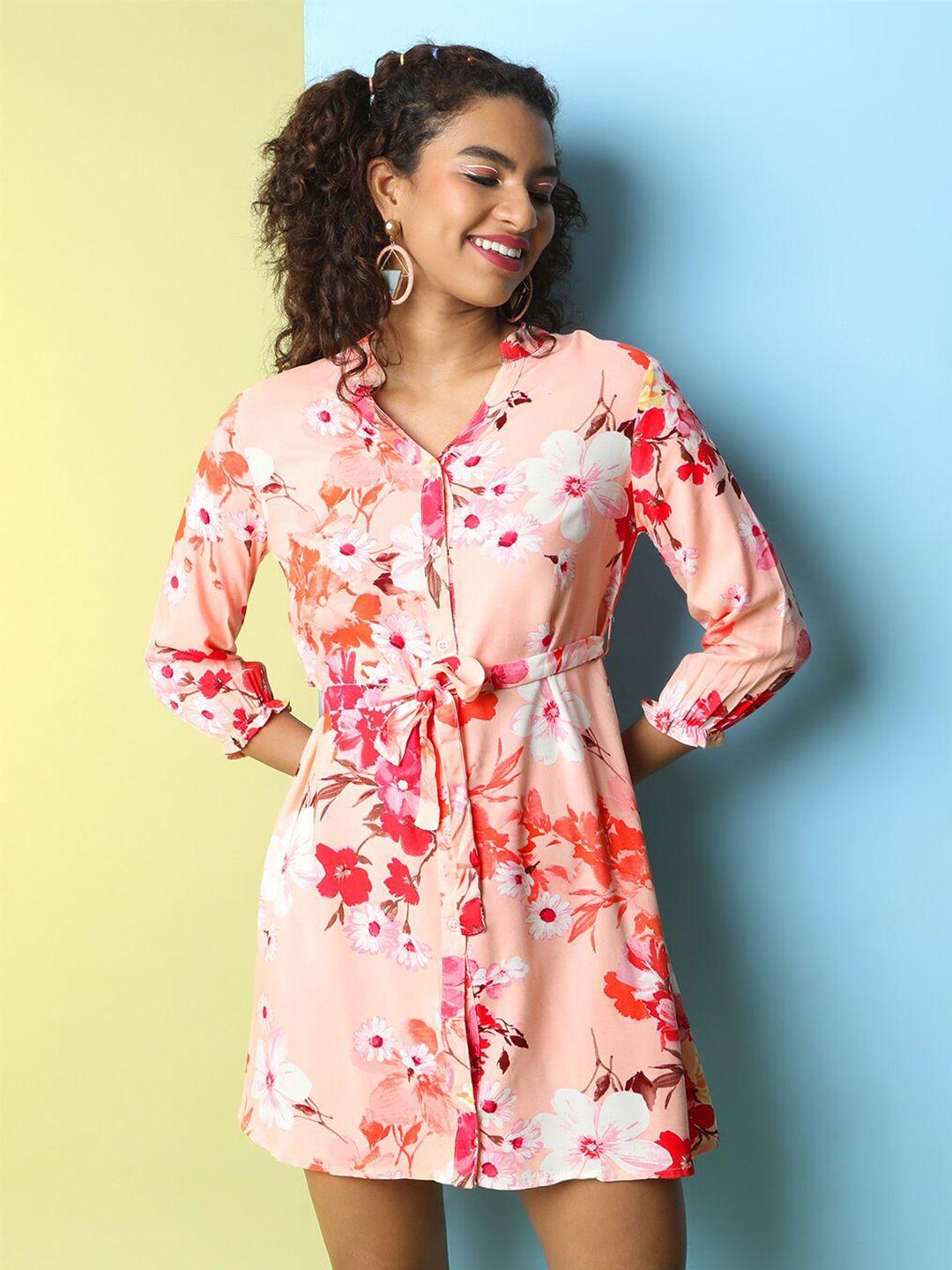 freehand v-neck floral a-line dress