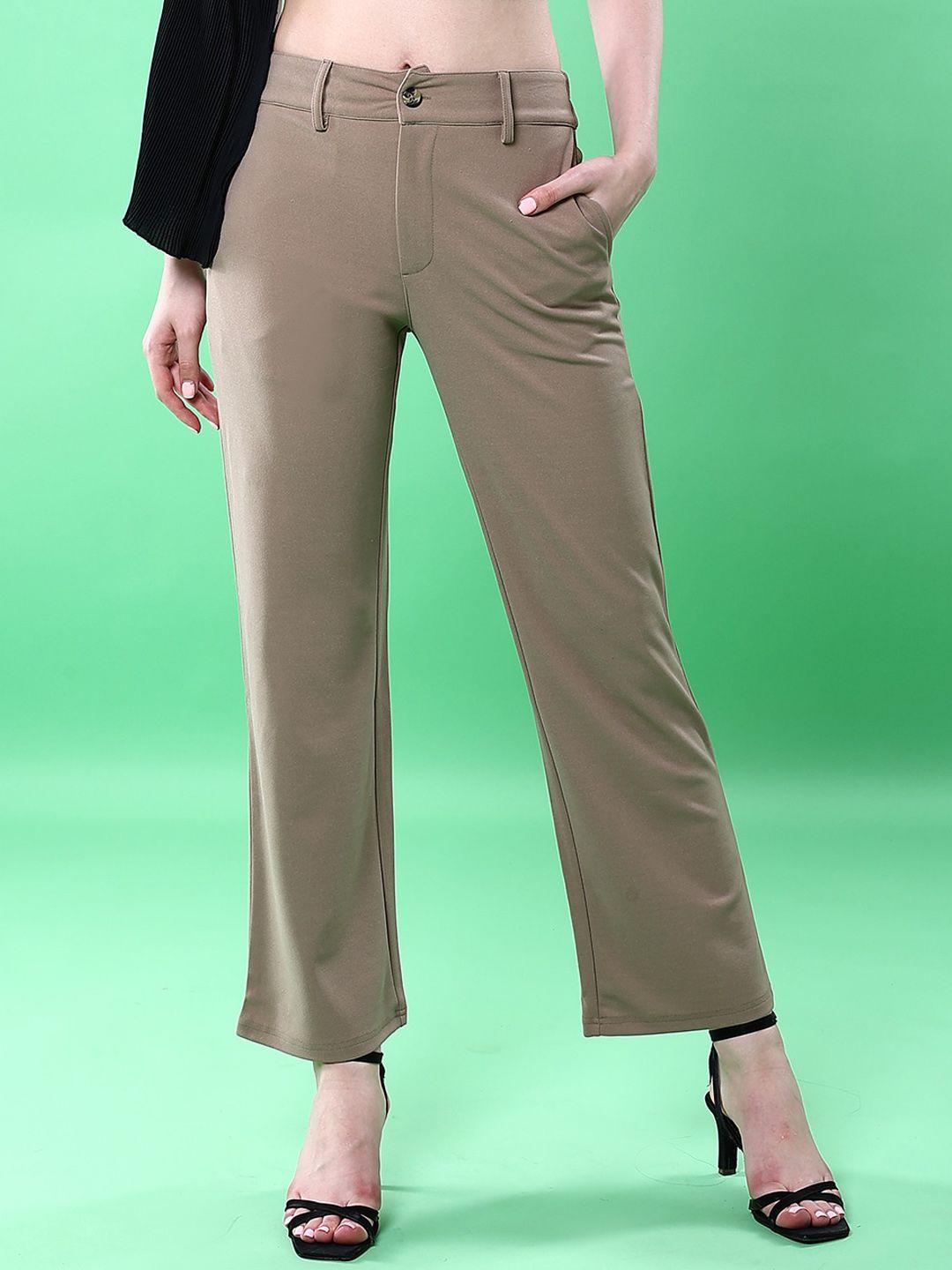 freehand women beige tapered fit trousers