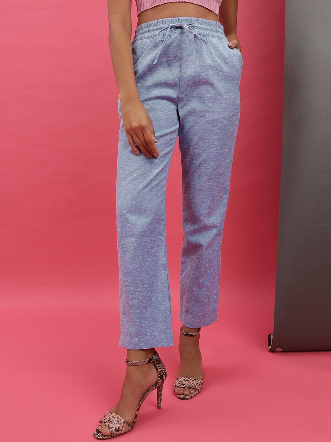 freehand women blue mid-rise trousers