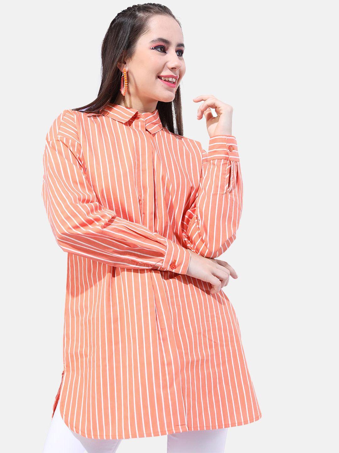 freehand women boxy striped casual cotton shirt