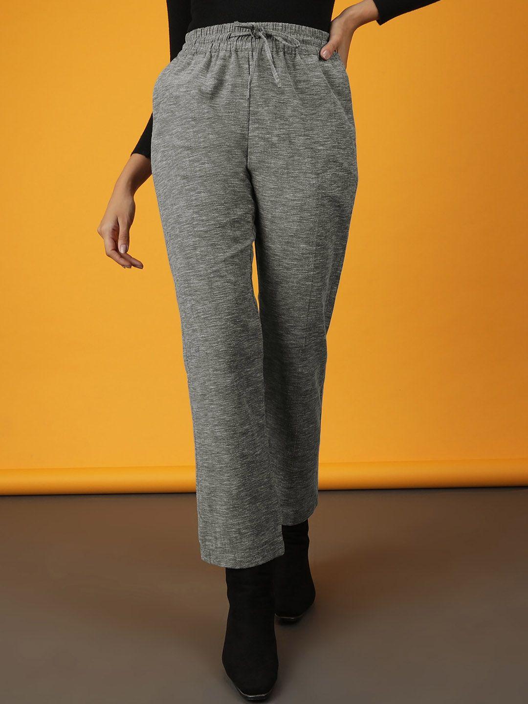freehand women charcoal mid-rise parallel trousers