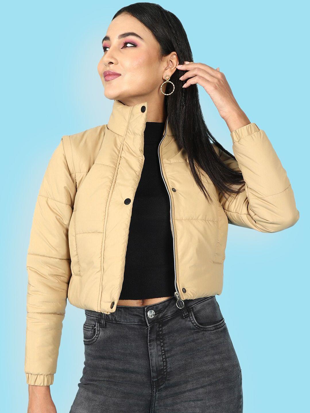 freehand women crop cotton outdoor bomber jacket