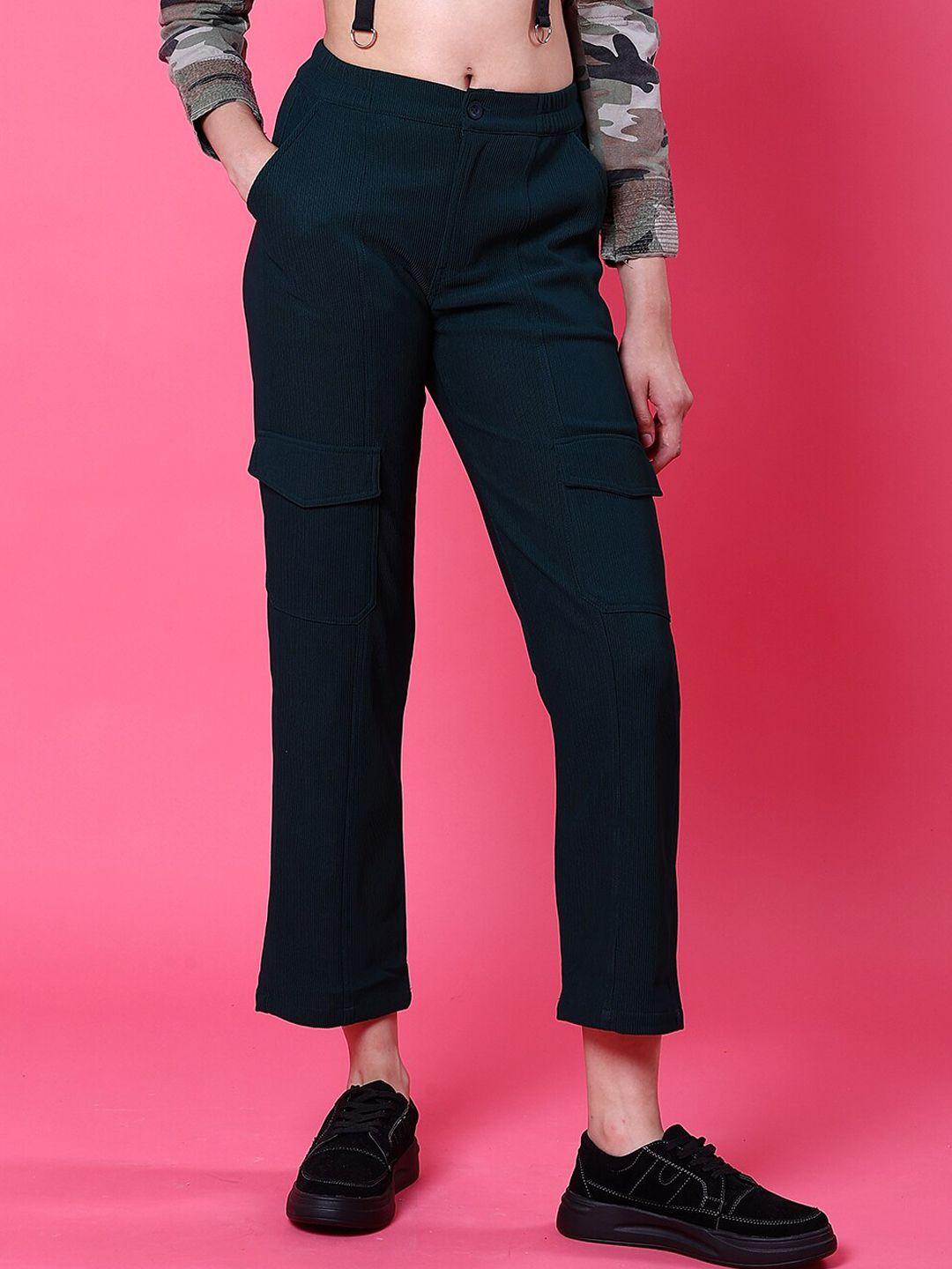 freehand women green tapered fit trousers