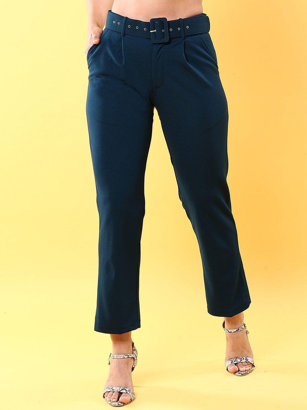 freehand women green tapered fit trousers