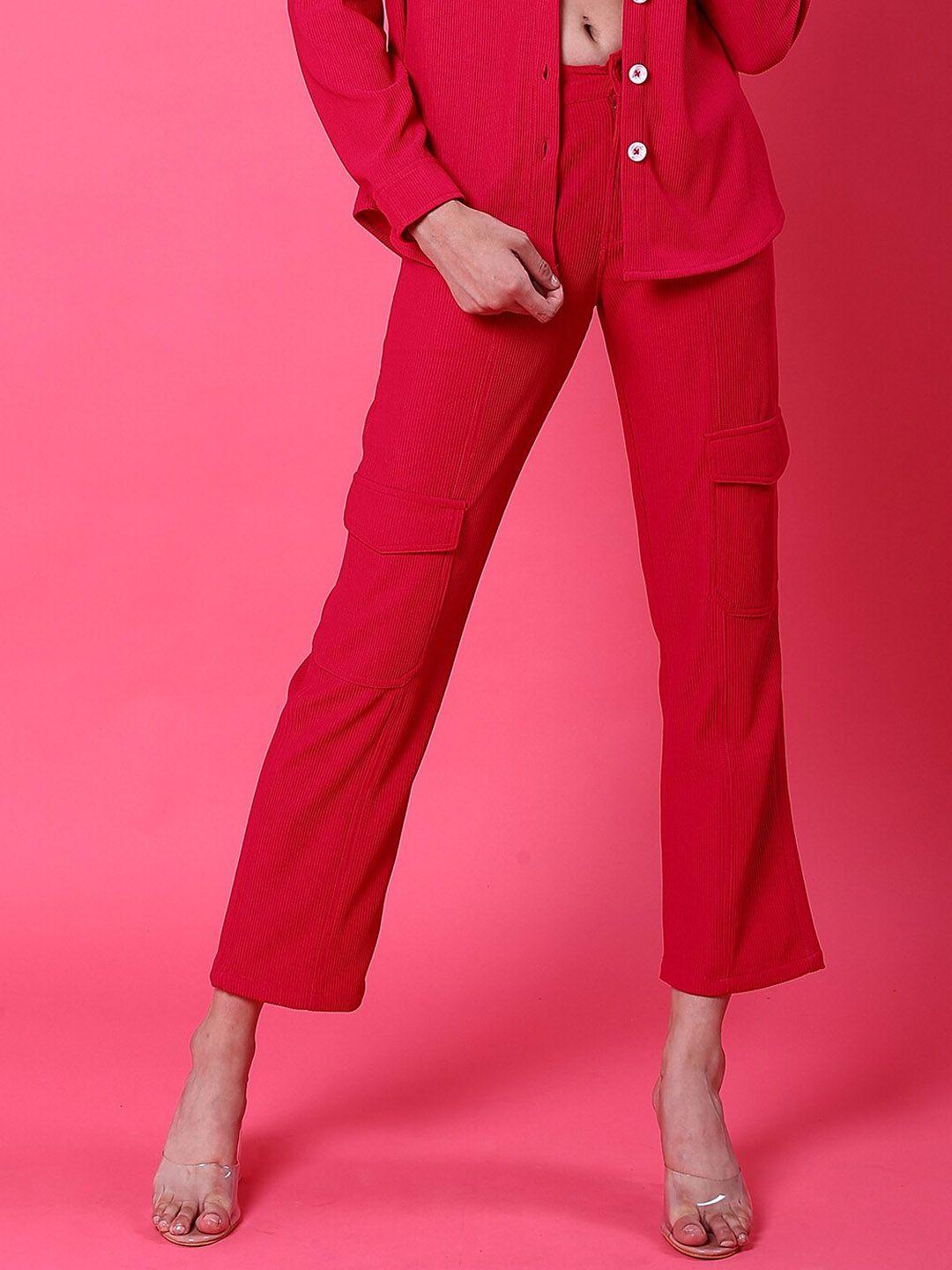 freehand women pink tapered fit trousers