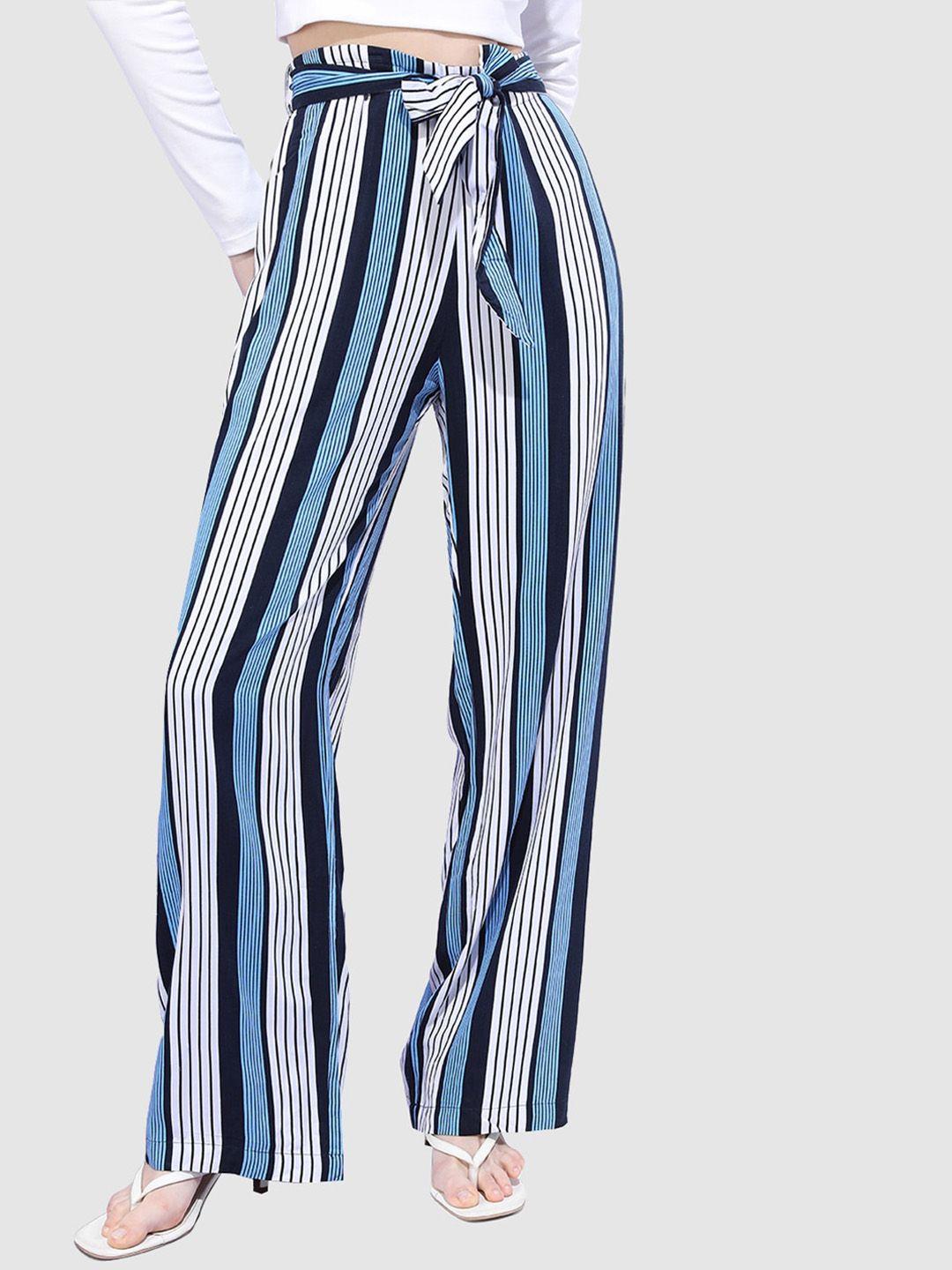 freehand women striped flared trousers