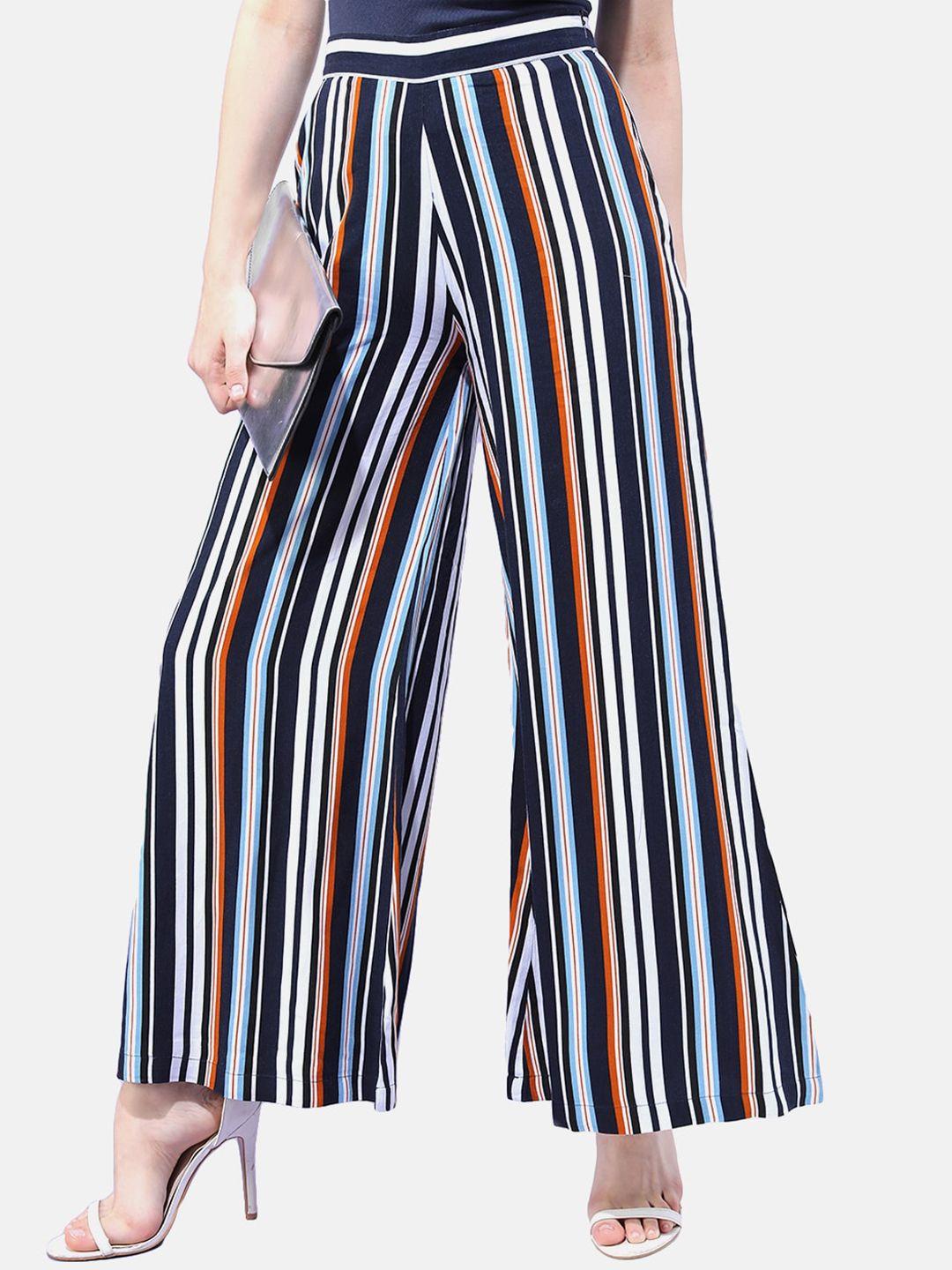 freehand women striped flared trousers