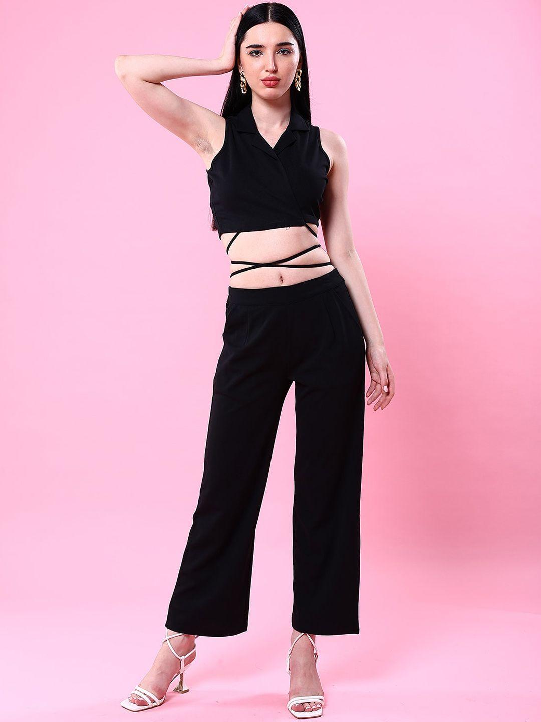 freehand wrap crop top with trousers co-ords