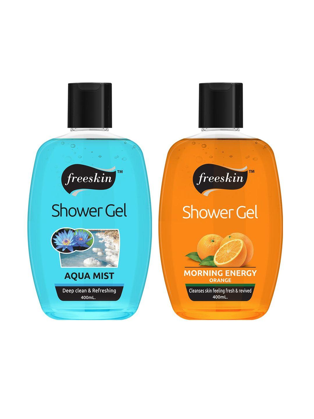 freeskin unisex pack of 2 aqua mist & orange shower gel 400 ml