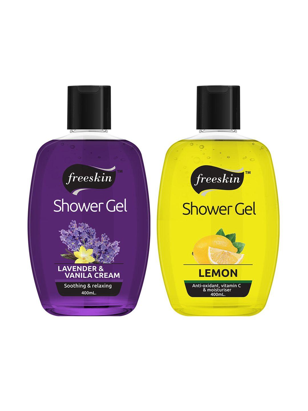 freeskin unisex pack of 2 lavender & lemon shower gel 400 ml