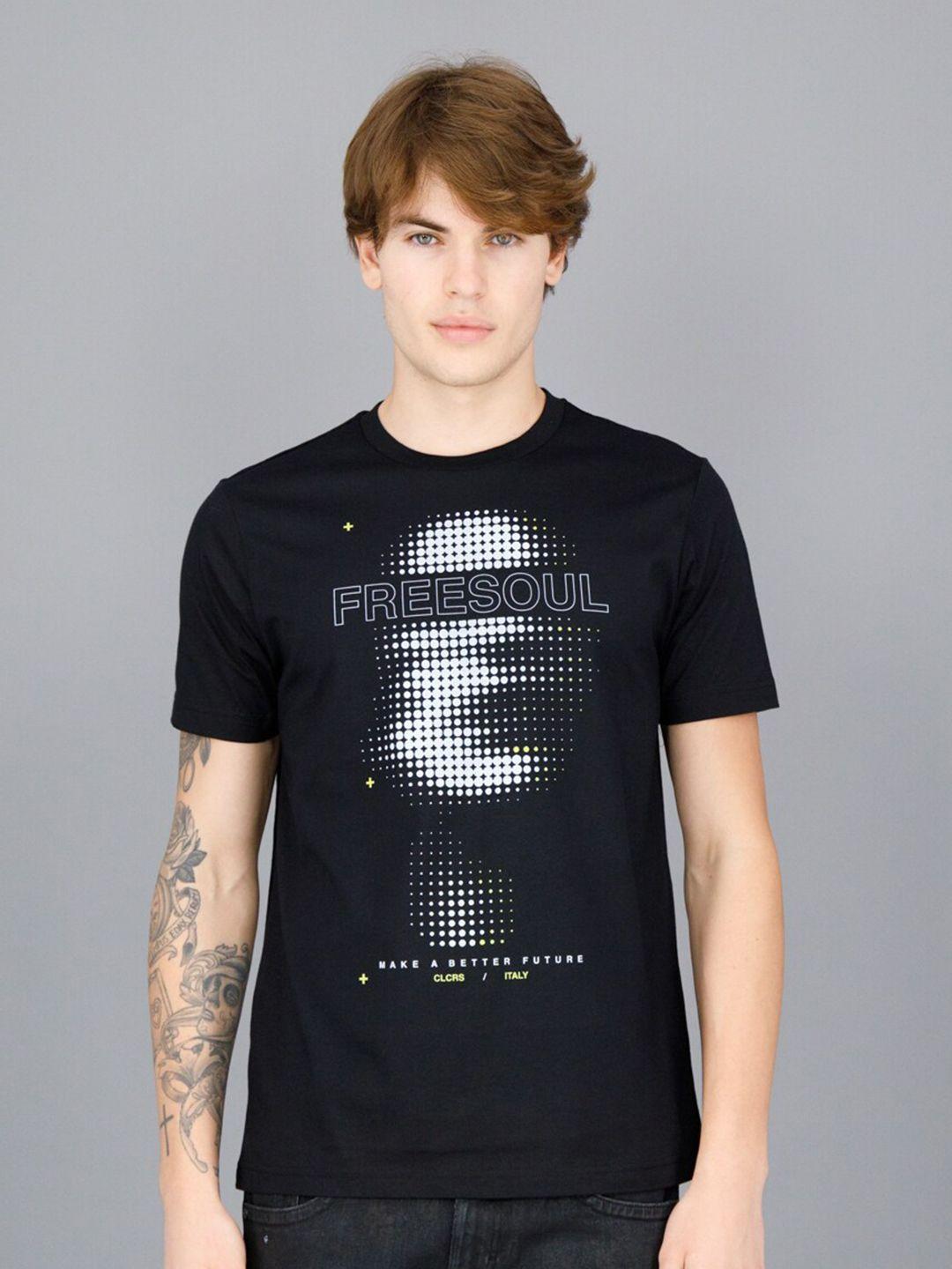 freesoul men black printed t-shirt