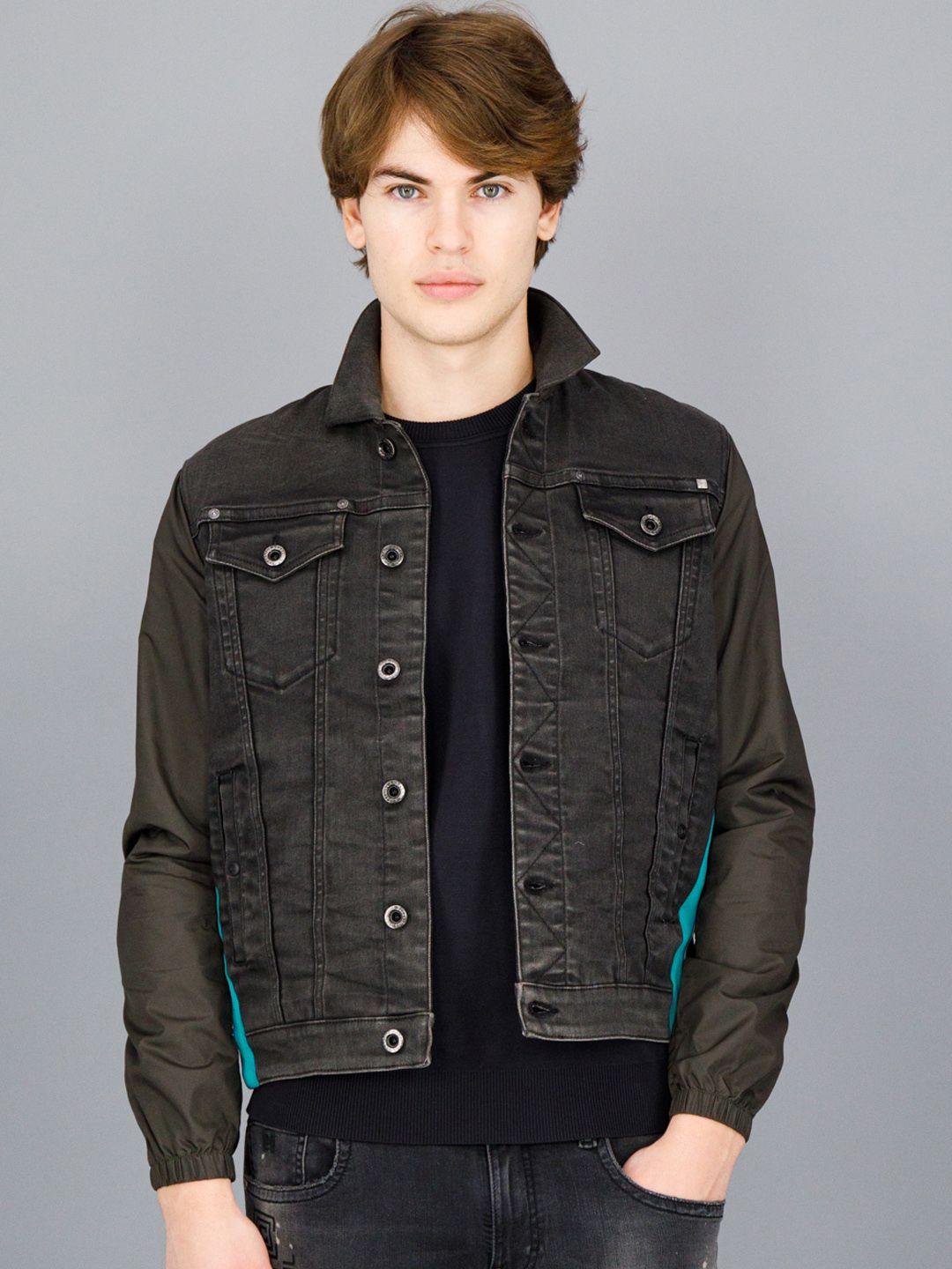 freesoul men black washed crop denim jacket