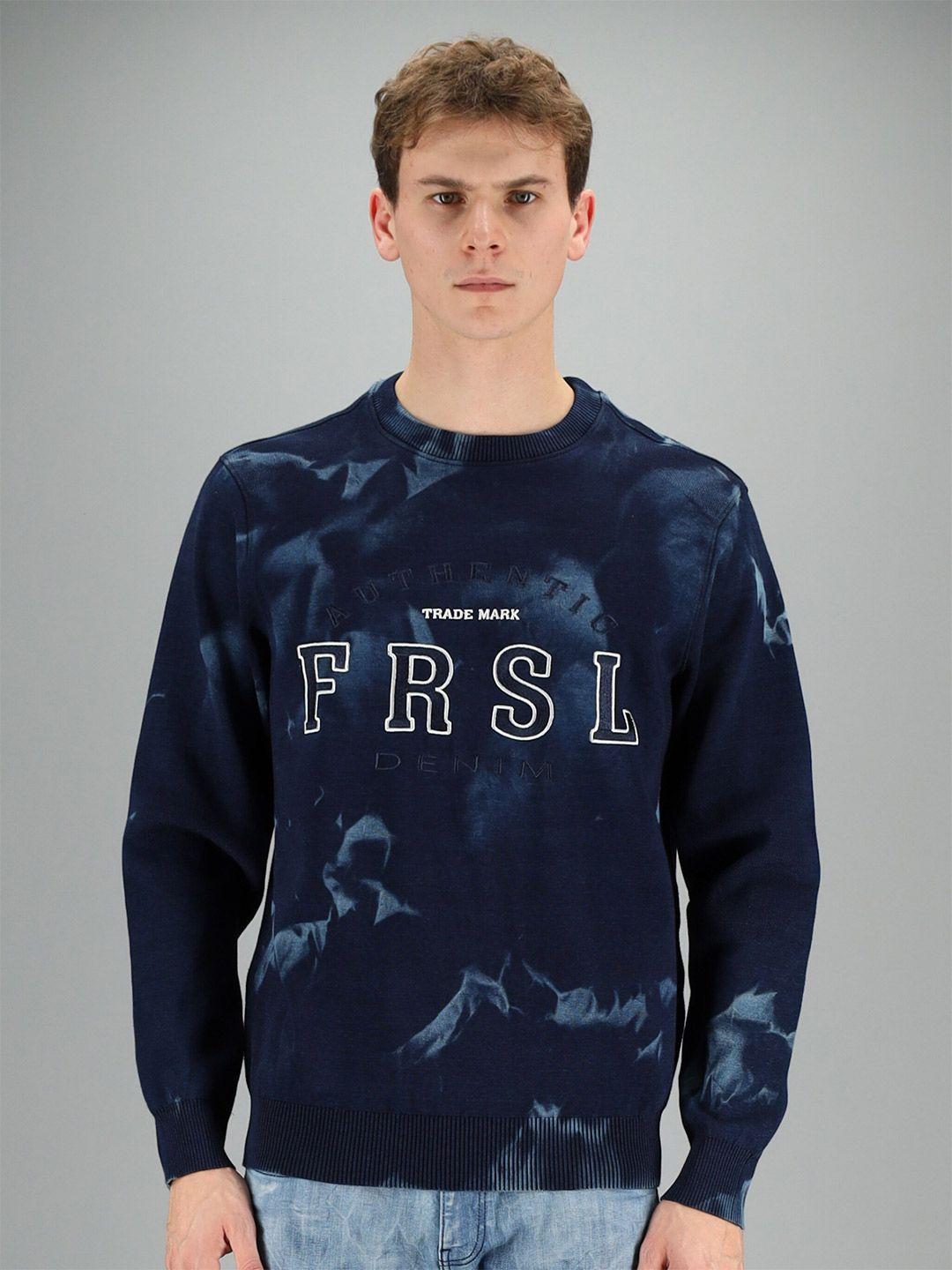 freesoul men blue printed sweatshirt