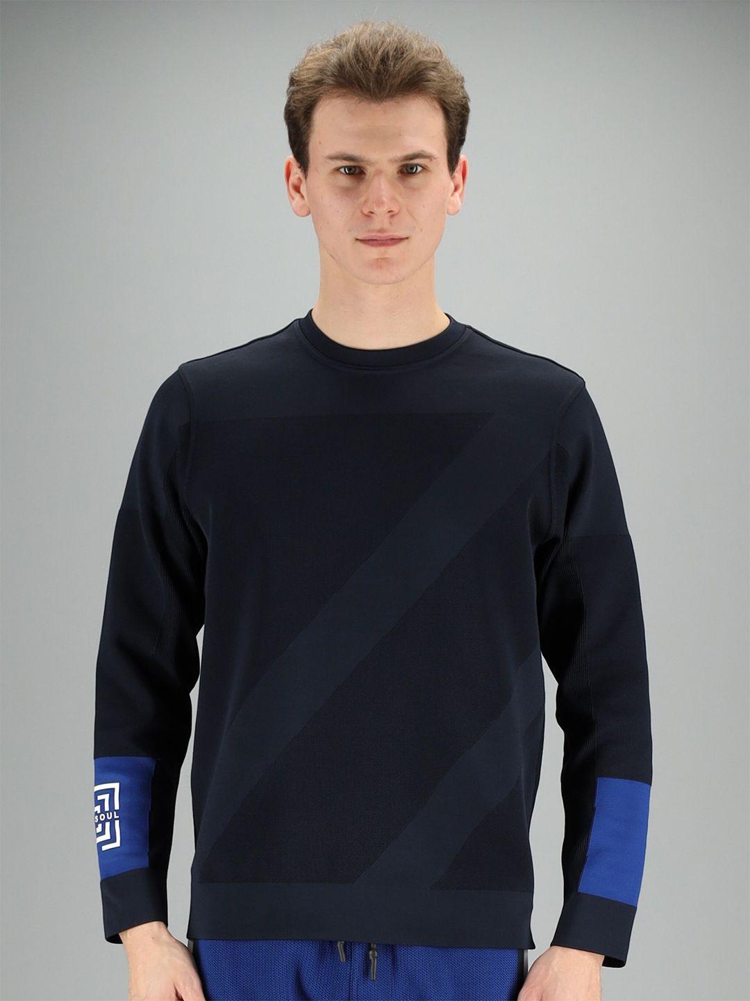 freesoul men blue printed sweatshirt