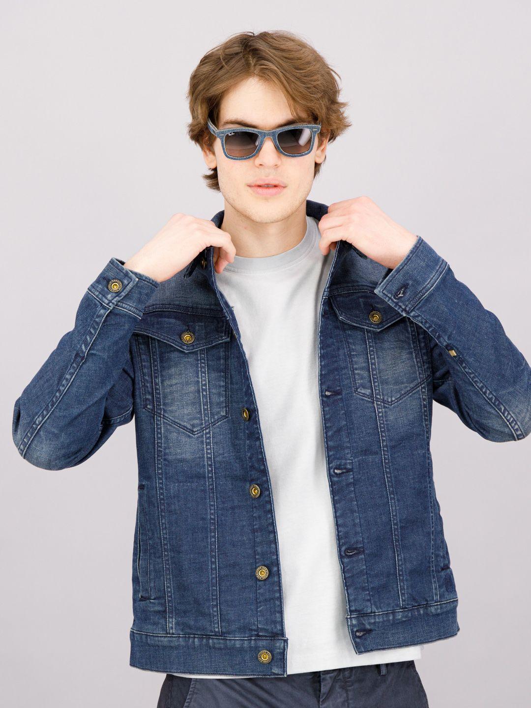 freesoul men blue washed denim jacket