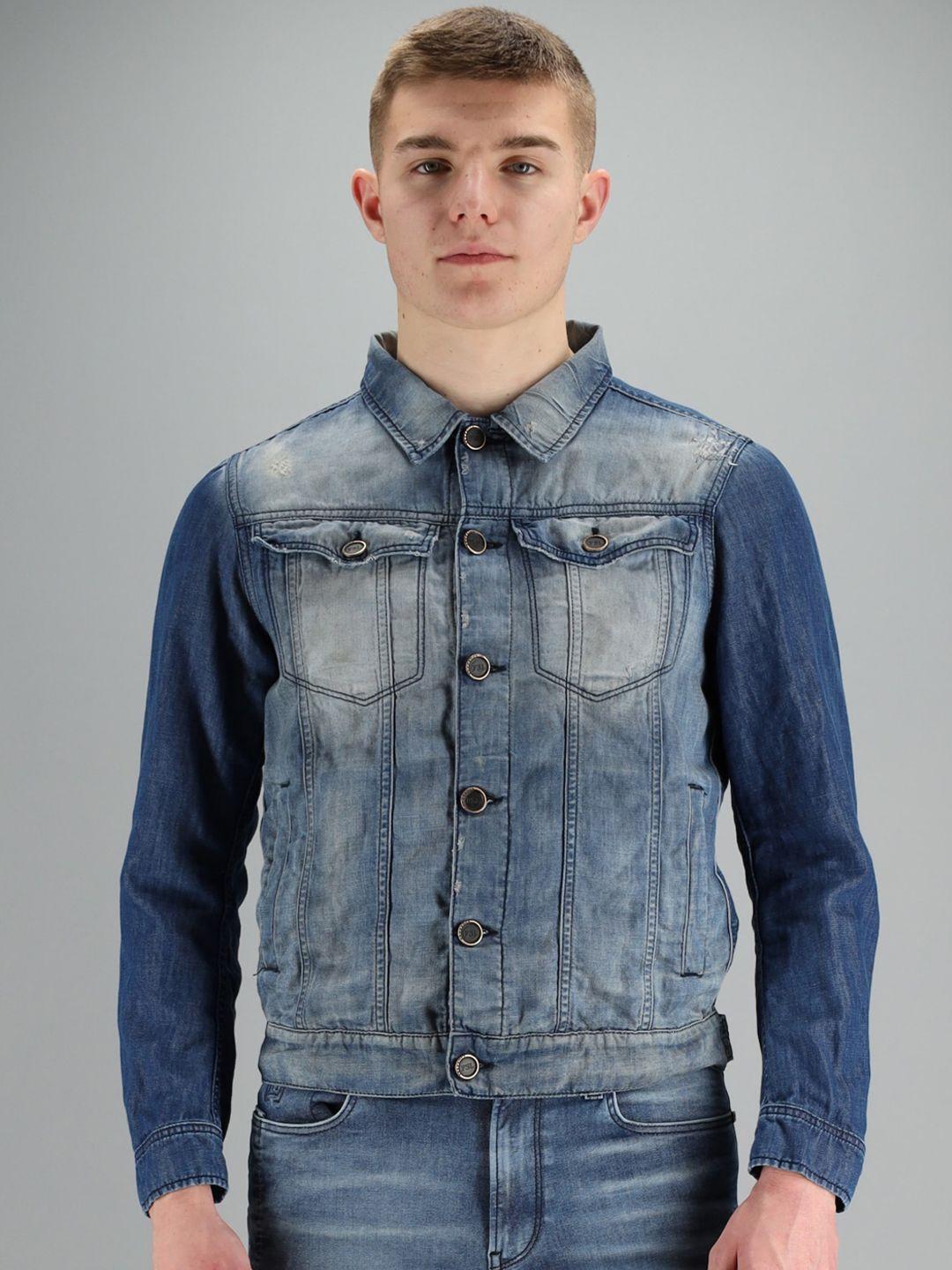 freesoul men blue washed denim jacket