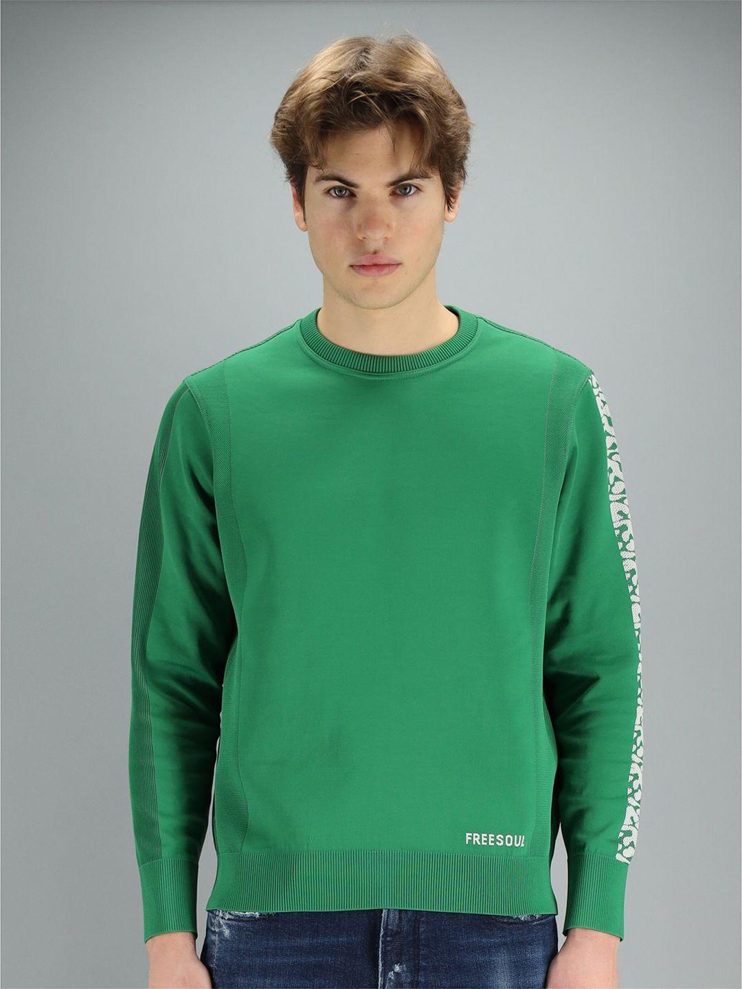 freesoul men green printed sweatshirt