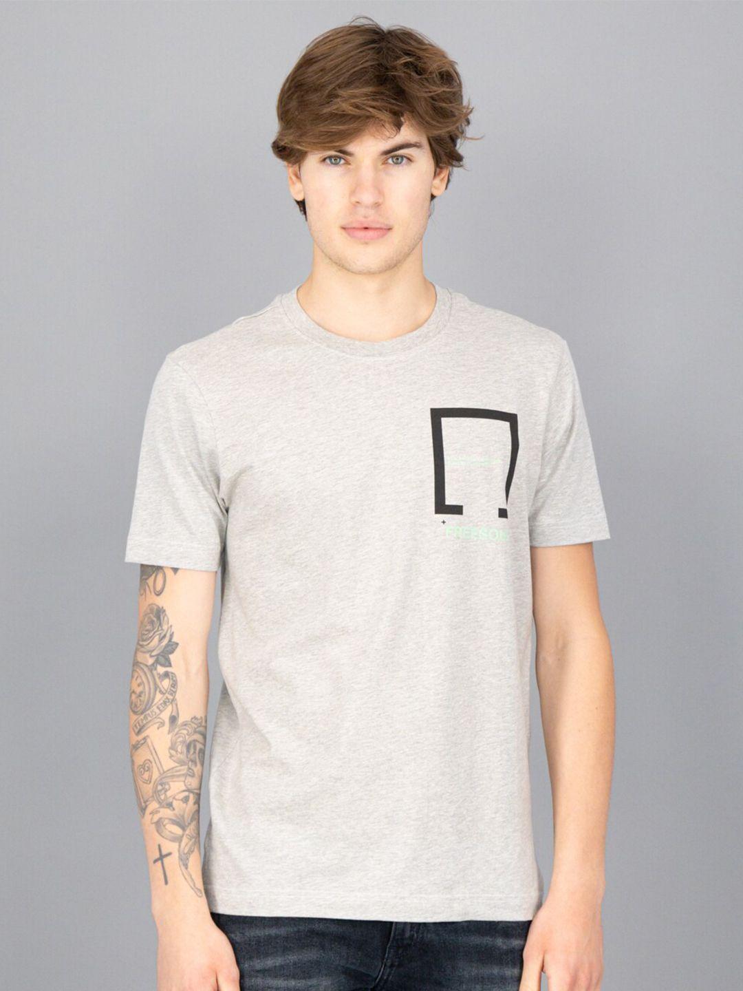 freesoul men grey cotton solid t-shirt