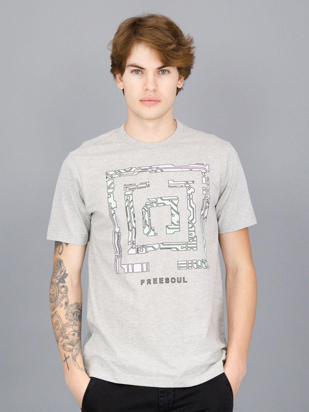 freesoul men grey printed t-shirt