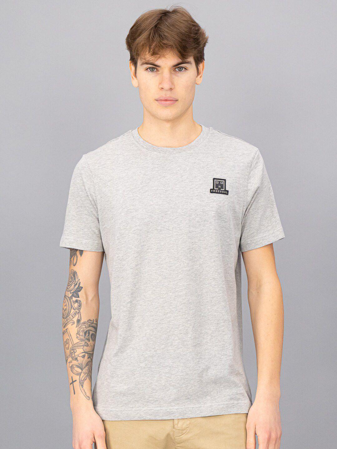 freesoul men grey round neck t-shirt