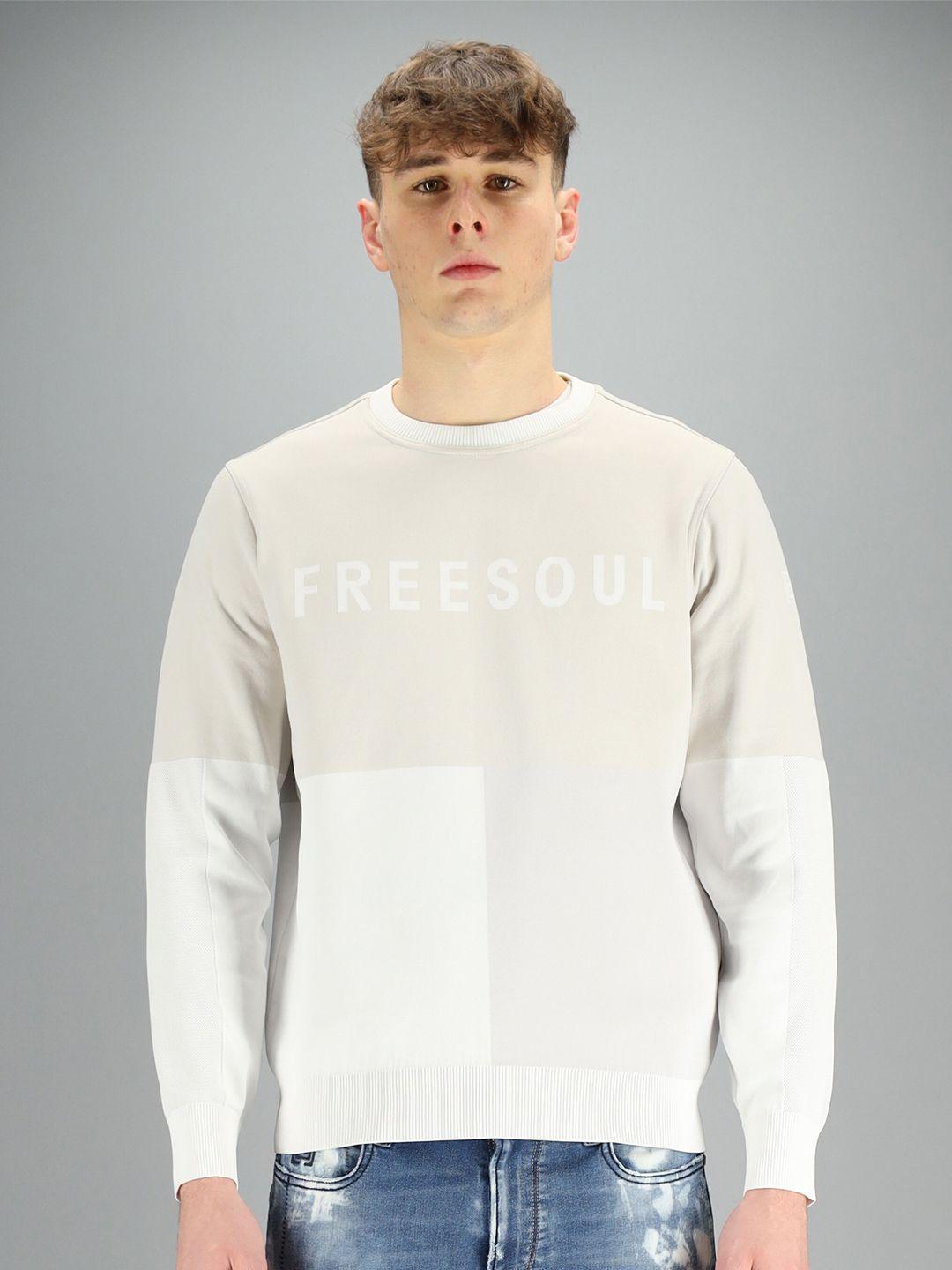 freesoul men multi colour colourblocked printed pullover sweatshirt