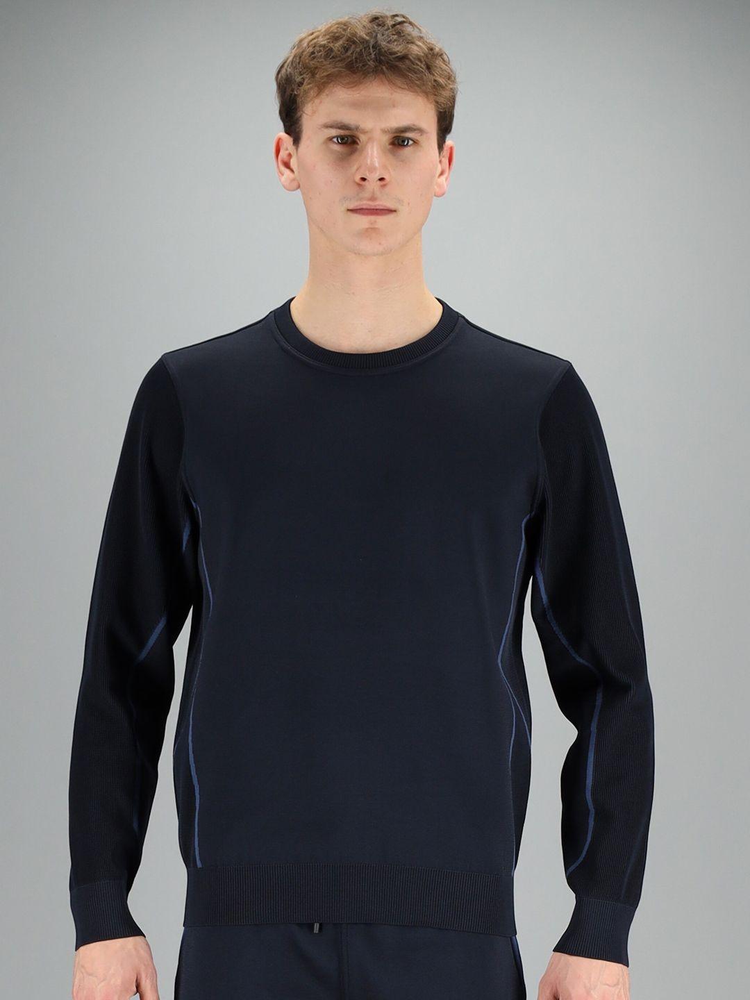 freesoul men navy blue printed sweatshirt