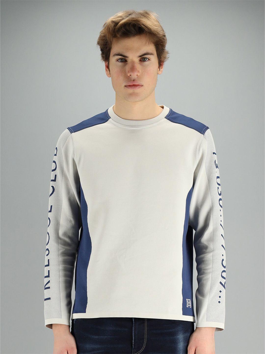 freesoul men off-white & blue colourblocked sweatshirt