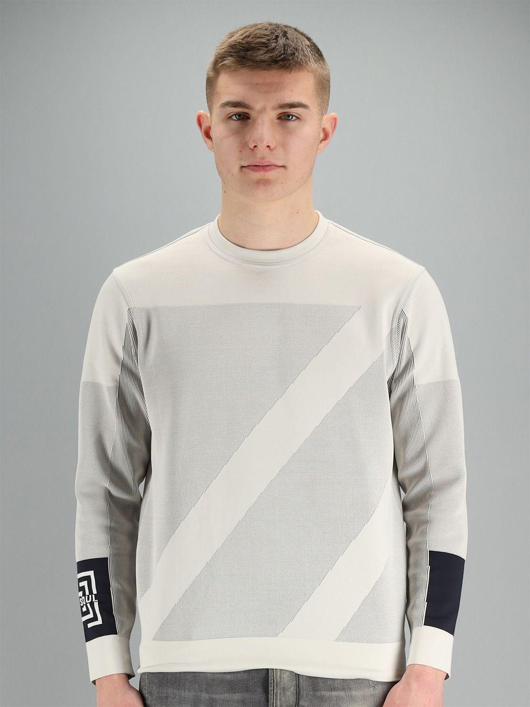 freesoul men off white & grey colourblocked sweatshirt