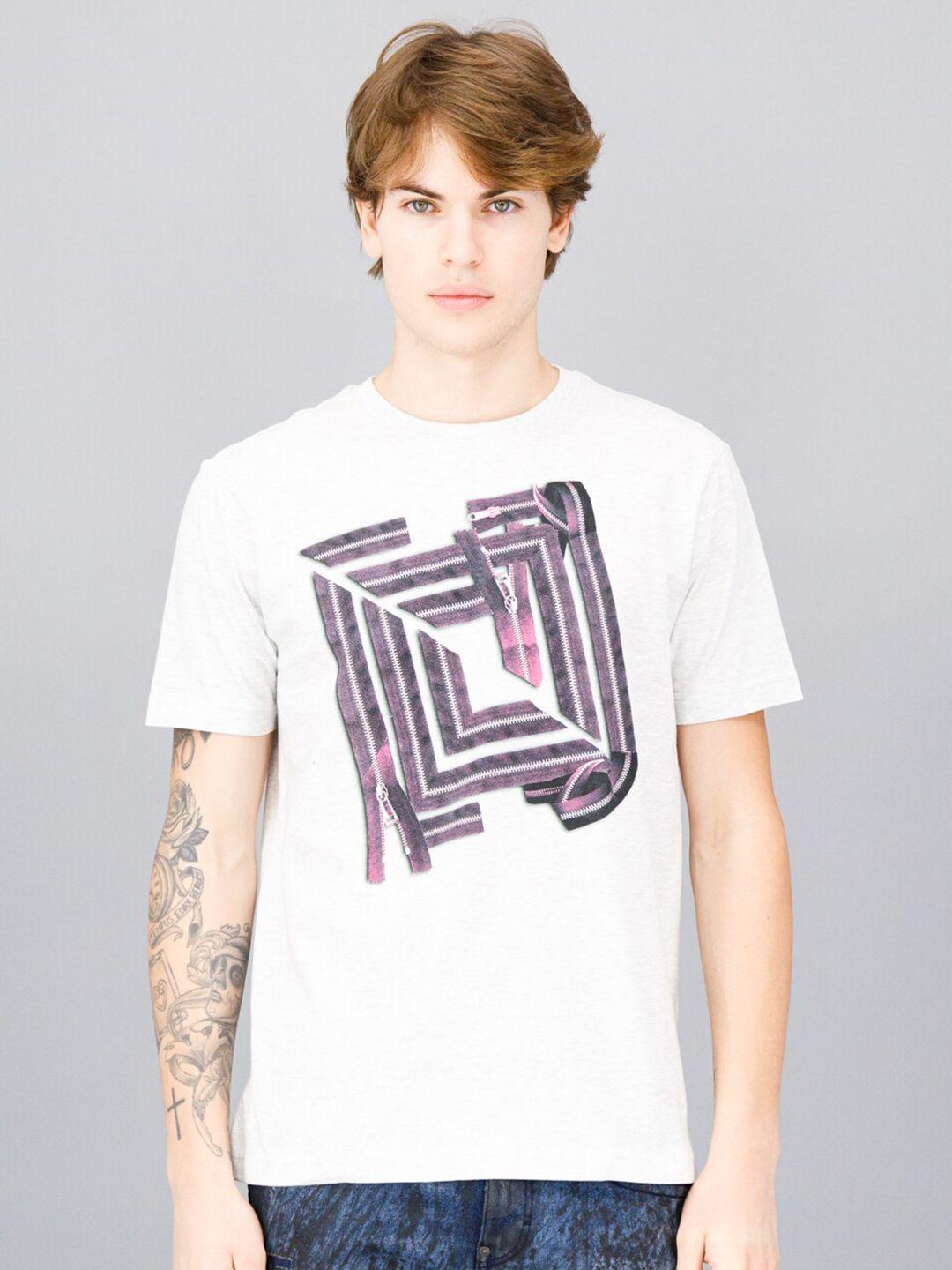 freesoul men off white printed applique t-shirt