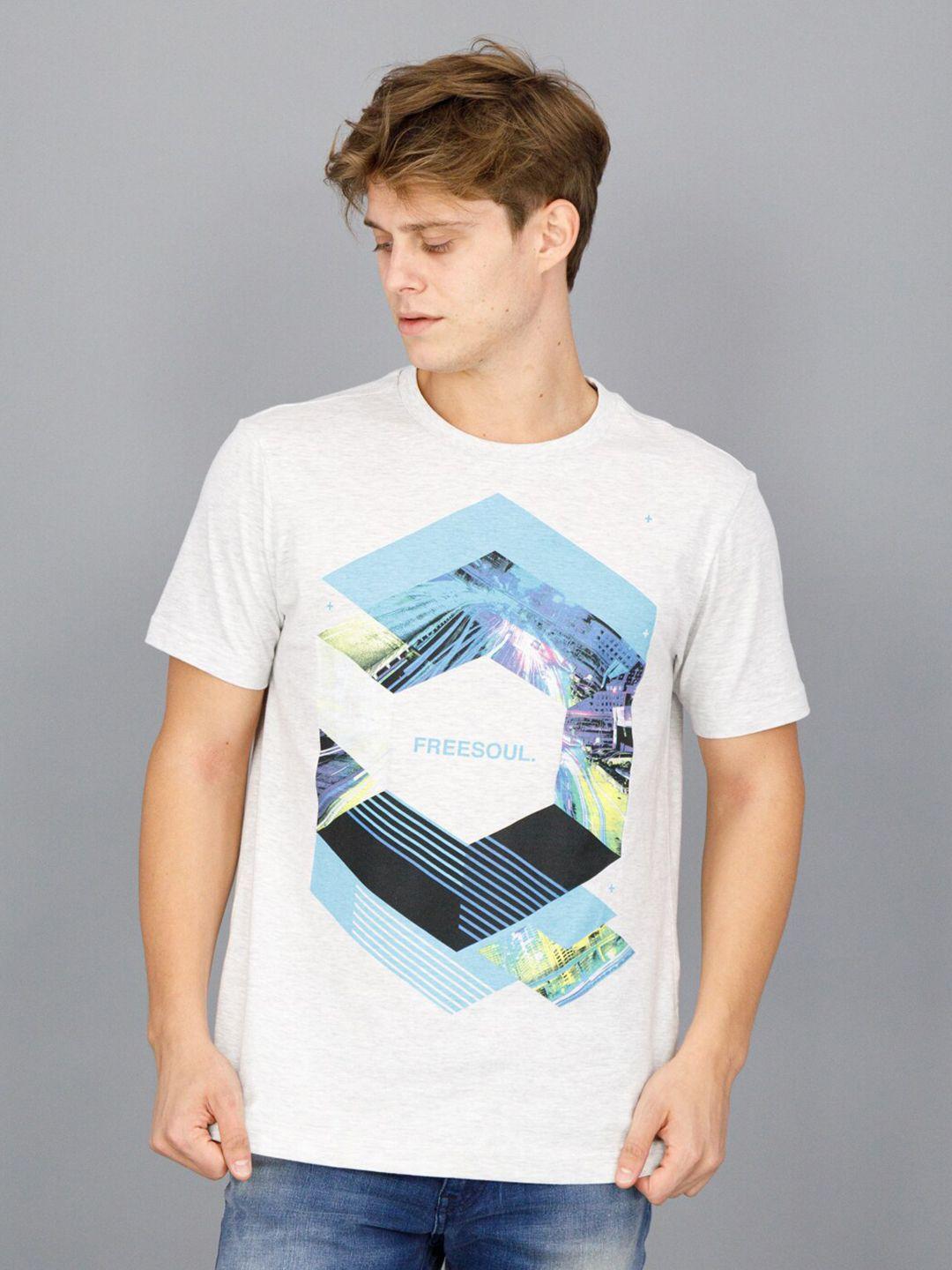 freesoul men off white printed t-shirt