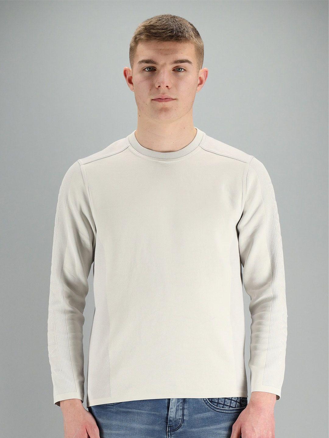 freesoul men off white solid pullover sweatshirt