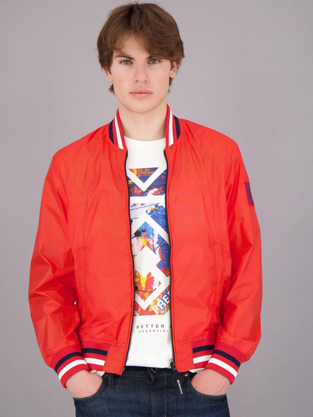 freesoul men red lightweight bomber jacket