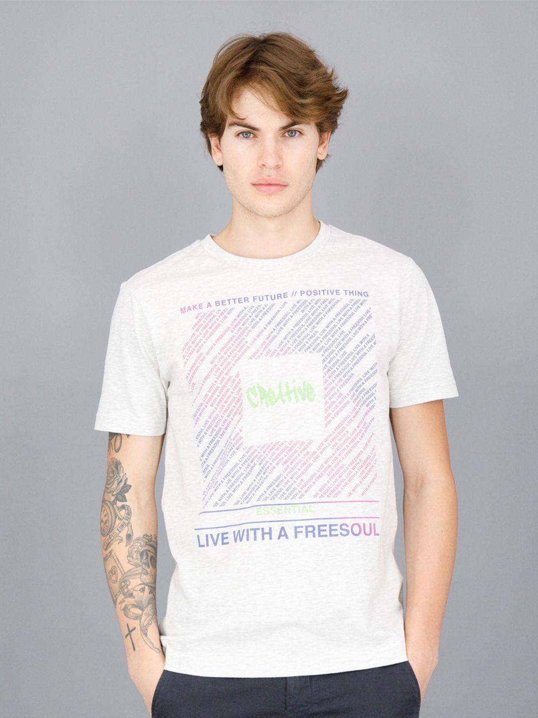 freesoul men typography printed cotton t-shirt